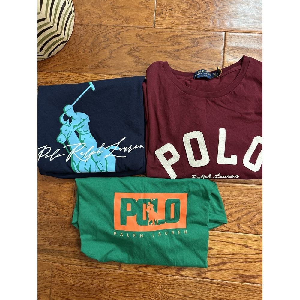 Polo Ralph Lauren Mens XXL T Shirt Lot 3 Pack Graphic Short Sleeve 100% Cotton